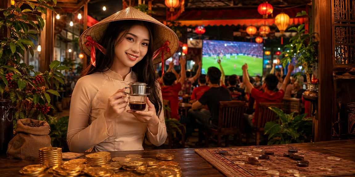 Người chơi game bài truyền thống Hà Nội với nón lá, gợi nhớ văn hóa bài Việt Nam trên nền tảng số