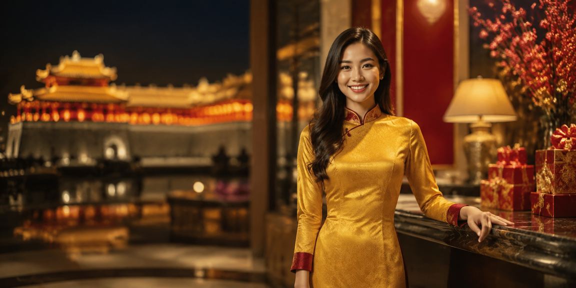 Lễ hội Huế rộn ràng, người dùng kiểm tra phần thưởng VIP trên điện thoại bên đường hoa